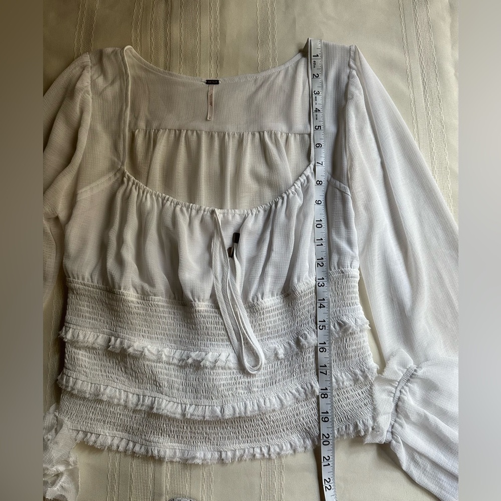 Free People White Long Sleeve Blouse - Picture 15 of 16